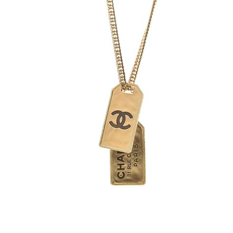 chanel dog tag necklace